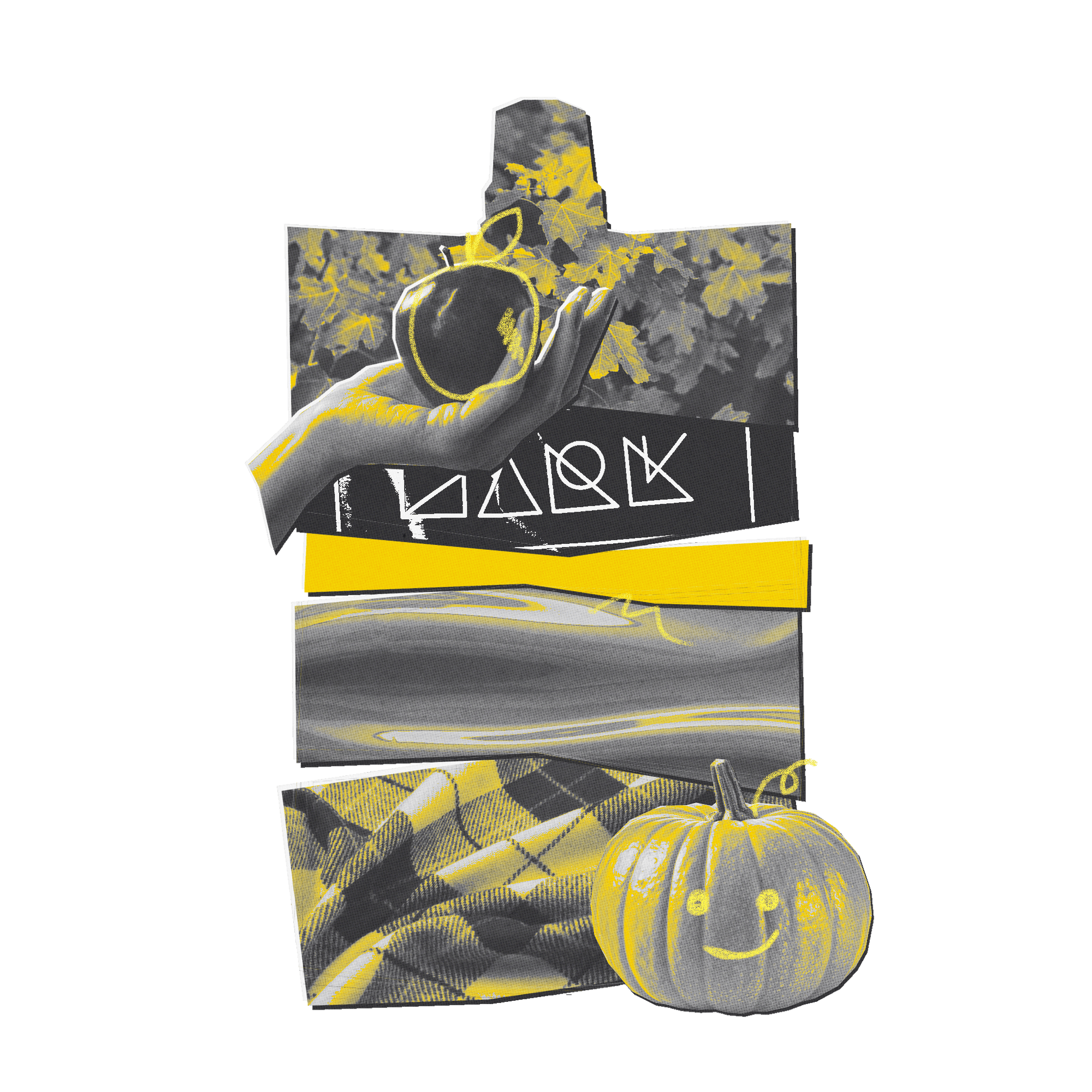 Halloween-themed product with gray, yellow, and black design on a white background